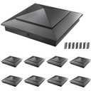8 Pack Pyramid Aluminum Post Caps 6x6 for Wood Posts (Actual 5.5" x 5.5") Durable Powder-Coated Fence Post Caps for Decks, Patios, Fences, Weather-Resistant, Rust-Proof PC66 (Black)