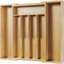 Kitsure Silverware Organizer - Expandable Bamboo Kitchen Drawer Organizer for Cooking Utensils and Cutlery, Sturdy & Thickened Kitchen Organizers and Storage Solution, Medium, Natural