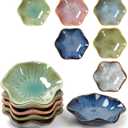 Dipping Bowls Set of 6, Ceramic Soy Sauce Dishes, 2 oz Dipping Sauce Cups, chrysanthemum Round Small Side Dish Dishes for Dipping Sushi Tomato Soy Sauce Dish Condiment Finger Bowls