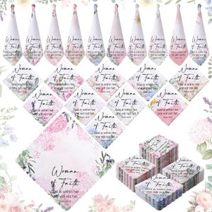 Tegeme 60 Pcs Church Gifts Bulk Handkerchiefs for Women Prayer Cloth Christian Handkerchiefs Bible Verse Gift