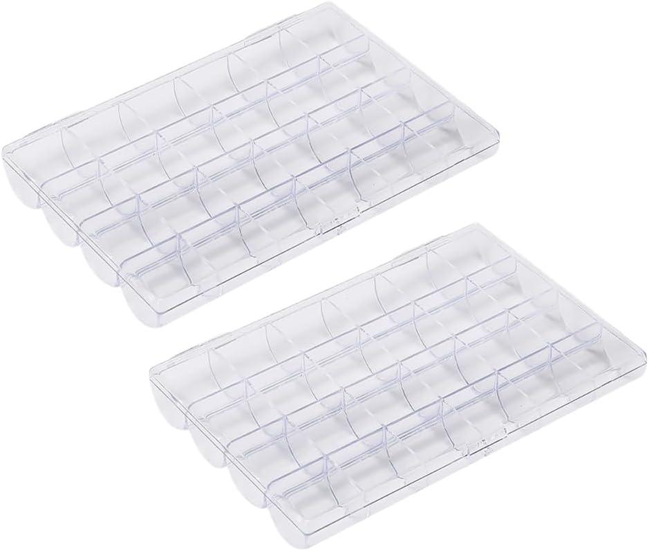 2 Pcs 24 Grids Clear Plastic Organizer Box Rhinestone Storage Organizer Box Nail Charm Box Craft Bead Storage Case Bead Display Container Earring Jewelry Organizer Container