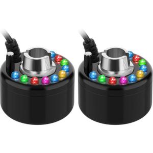 2 Pcs Mist Maker Fogger Small Ultrasonic Fog Machine Fountain Halloween Cauldron Mister Fogger Water Garden Pond Foggers Air Humidifier with 12 LED Light Flashes for Party (Light, Plastic)