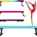 8FT Adjustable&Foldable Gymnastics Balance Beam,Home Gym Equipment,Easy Assembling and Storage,No Tool Require,for Kids Children Girls Training (LIGHT BLUE)
