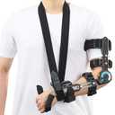 Jewlri Hinged ROM Elbow Brace with Hand Grip, Post OP Elbow Brace with Sling Stabilizer, Arm Injury Recovery Splint Support for Post-Op, Surgery Recovery, Fracture Rehabilitation, Left