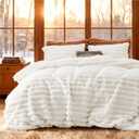 Bedsure Faux Fur Duvet Cover King Size - White Fluffy Duvet Cover Set, Soft and Cozy Shaggy Bedding Comforter Cover, Winter Warm Luxury Fuzzy Bed Set 3 Pieces, 1 King Duvet Cover and 2 Pillowcases