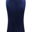 MUXXN Women 50s Style Retro Cap Sleeve Square Neck Satin Evening Cocktail Wedding Guest Long Maxi Dress S