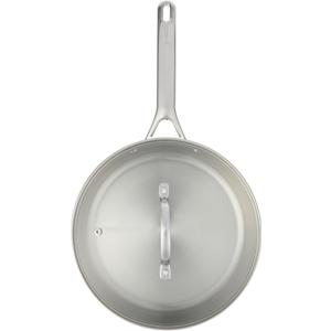 GoodCook Stainless Steel Deep Saute Pan 10.25-Inch, Oven-Safe to 500F & Induction-Safe Compatible with All Stovetops 3-Layer Construction for Even Heating Non-Toxic PTFE & PFOA Free, 3-Quarts, Silver