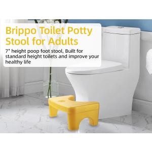 Brippo Toilet Potty Stool for Adults, Bathroom Non-Proof Toilet Assistance Step Stool fits 14"-16" Toilets, 7" Heavy Duty Plastic Portable Squatting Poop Foot Stool with Removable Topper, Yellow