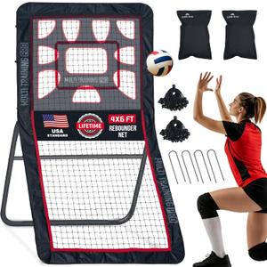 Heavy-Duty Lacrosse Rebounder for Backyard 4x6 ft Volleyball Rebounder Net Bounce Back with Adjustable Angles