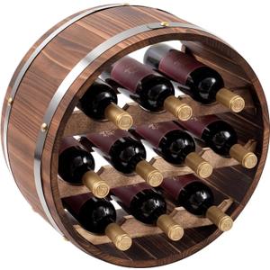 Colingmill 19.7 x 5.9 in Whiskey Barrel Decor Shelf Rustic Wall Mounted Bourbon Wooden Floating Hand Wine Rack Oak for 10 Wine Bottle Holder Display Stand Vintage Bar (Walnut Color)