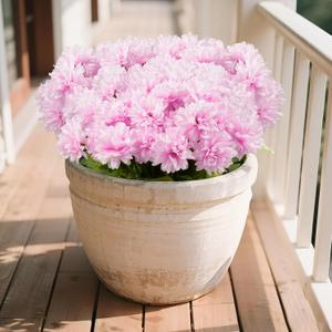 ICEROYCE 6 Pcs Artificial Chrysanthemum Flowers Fake Mum Balls with Stem Mini Silk Bouquets for Table, Wedding, Party Decorations (Pink)