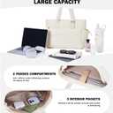 Roulens Tote Bag for Women 2 Set Puffer Tote Bag with Adjustable Top-handle, Quilted Shoulder Handbag for Work/Travel (Beige)