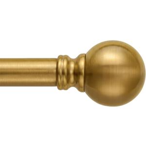Modern Gold Curtain Rods for Windows 66 to 120 Inch Heavy Duty Long Window treatment rods 1" Diameter Adjustable with Golden Metal Ball Finials for Living Room Bedroom Farmhouse Kitchen Outdoor