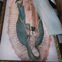 Moms Art Studio - Virgen de Guadalupe Wall Decor 37.5 X 26 Inches, Virgin Mary Print, Museum Look Art Frame, Artists Acrylic Coating, Wall Art for Home Decor (Small, Brown Gold)