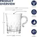 Party Essentials Hard Plastic 8 oz. Swirled Coffee/Tea/ Party Cups With Handle, Clear, 20 Count (N810-2)
