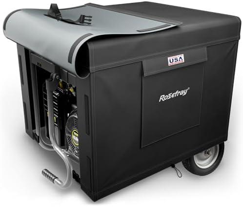 Rosefray Generator Cover-24”Lx18”Wx20”H,600D Heavy Duty Waterproof, Small Outside Equipment Cover for Champion,Predator,WEN,BILT HARD,Ryobi,Generac,Westinghouse Portable Generator 3000-4500W-Black/S