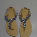 AIJIVOU Women's Rhinestone Flat Sandals, Women Flip Flops with Clip Toe RingBeadeed Rhinestone Crystal Jeweled Sandal Shoes for Summer Beach Oceanside Holiday Outdoor.  9