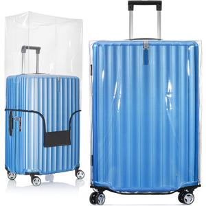 BlueCosto Luggage Cover for Suitcase - 30" Clear PVC Luggage Protector for 30" - 31" Sized Bags - Premium Travel Accessory for Baggage Protection - Universal Cover w/Hook & Loop Closure
