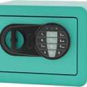 OUSURO Small Safe Box  Home Safe for Money Jewelry Documents, Solid Lock Box, Mini Security Box with Digital Electronic Security Keypad for Home Office Hotel (Blue)