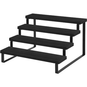 YINMIT Wooden Display Riser Stand, Tiered Perfume and Cologne Organizer Stand, 4 Tier Spice Rack Organizer, Rustic Display Shelf for Candles (4 Tier,Black)