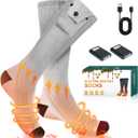 Electric Heated Socks, 3 Heating Settings Washable Heated Sock for Fishing Skiing Hiking Skating, Stocking Stuffers, 5000mAh Rechargeable Electric Socks for Men Women (Gray)