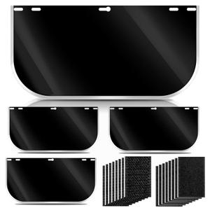 4 Pcs Face Shield Replacement Lens,15.5'' x 8''Face Shield for Grinding and Cutting,Welding Shield Compatible with Hobart 770580&Cosplay,Tinted Full Face Shield (with 8 Pcs Velcro Fasteners)