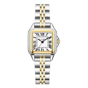 Szaikyri Classic Square Watches for Women with Roman Numerals Ladies Casual Dress Watch (Silver&Gold-Black)