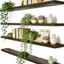 36 Inch Rustic Wood Floating Shelves Farmhouse Wooden Wall Shelves for Bathroom Bedroom Living Room Kitchen Office Set of 4 Brown