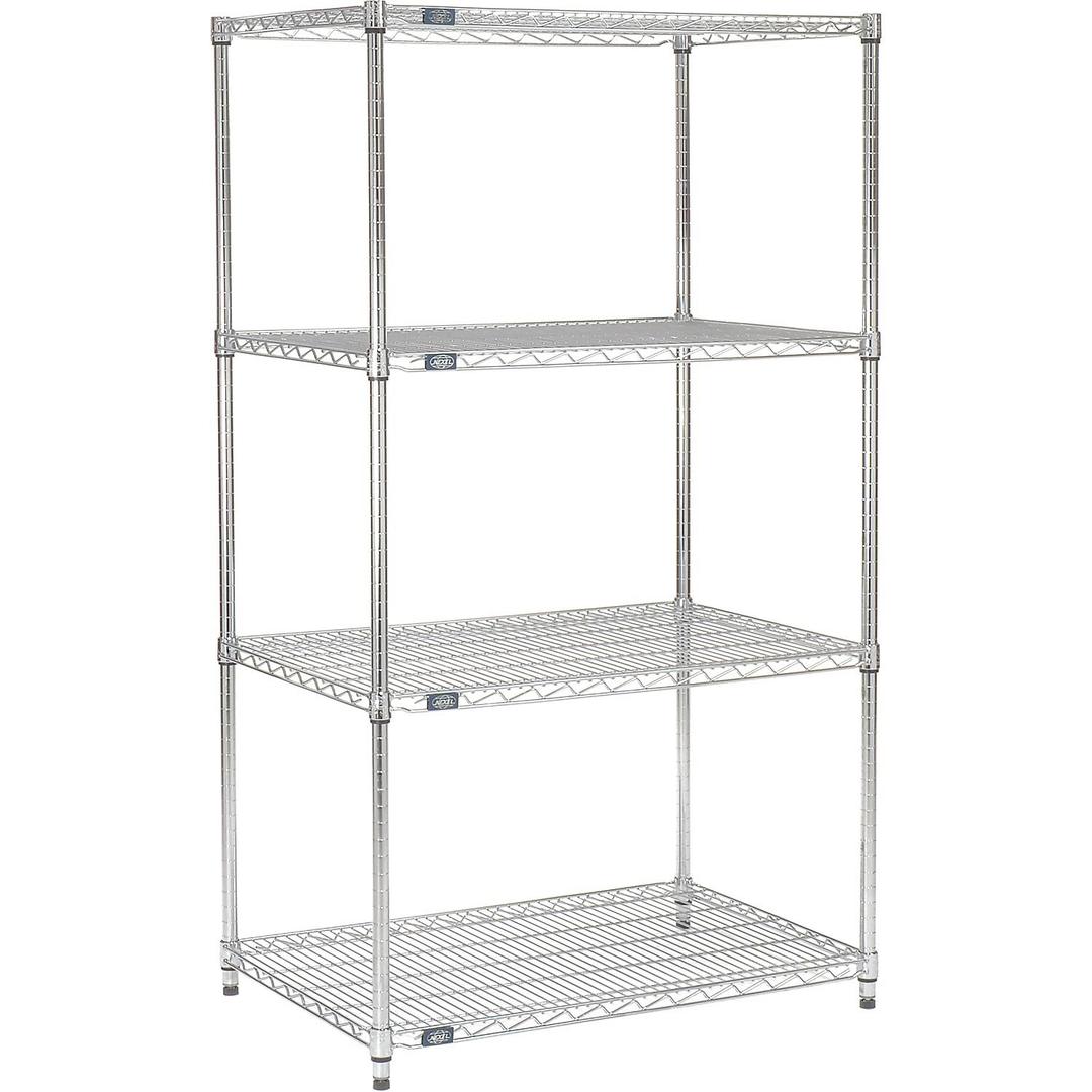 Nexel 21" x 24" x 74", 4 Tier Adjustable Wire Shelving Unit, NSF Listed Commercial Storage Rack, Chrome Finish, leveling feet