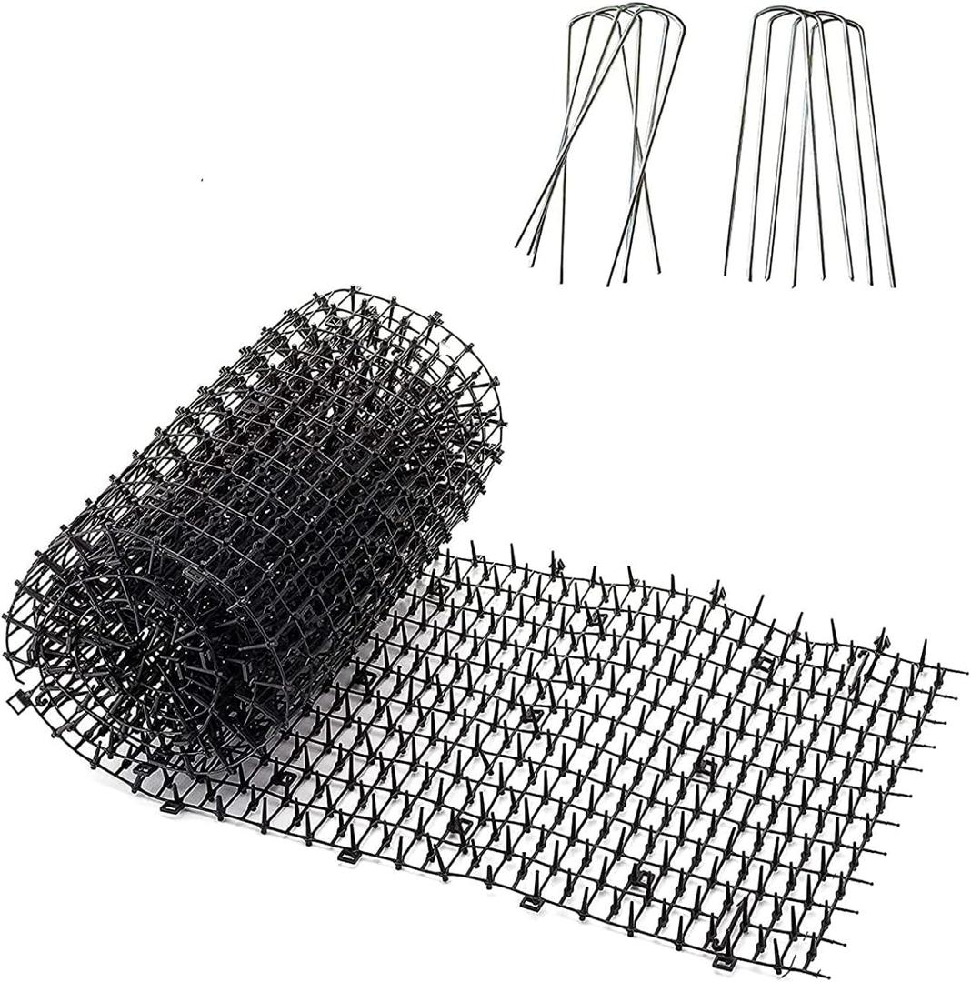 Homarden Black Scat Mat for Cats - 13ft x 11" Plastic Cat Deterrent with Spikes and 12 Garden Staples - Indoor and Outdoor Mat to Protect Furniture and Gardens