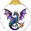 2 x Dragon Christmas Ornaments for Tree Decoration, 2.75in Glass Decorative Hanging Ornaments, Xmas Tree Dragon Decor, Holiday Presents, Gift Exchange Ideas (Aurora Violetwing)