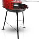 GasOne Charcoal Grill – Barbecue Grill with 4 Levels for Flame Control – Dual Venting System – Portable for Backyard, Camping, Boat, Red