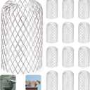 Noamus 12 Pack Downsport Gutter Guards, 3.5 Inch Adjustable Aluminium Filter Strainer, Expandable Leaf Filter Mesh Protector for Preventing Blockage Leaves Debris Drain Net Cover Gardening Tools