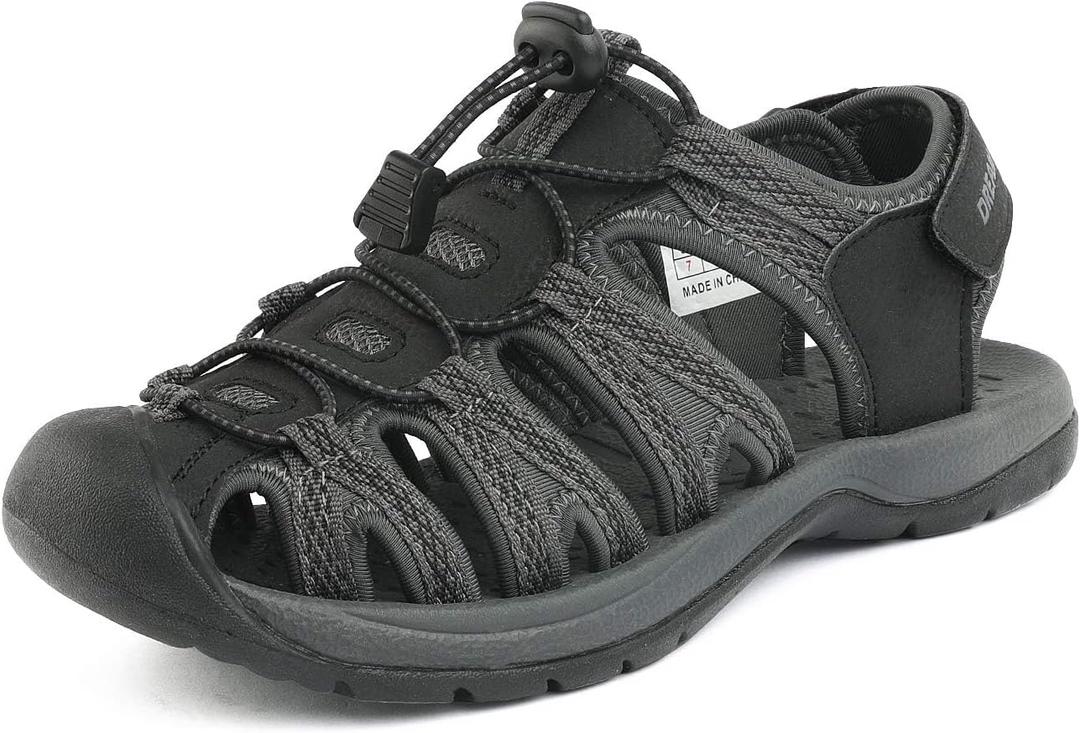 DREAM PAIRS Women's 160912-W Adventurous Summer Outdoor Sandals (7.5, Black/Dark/Grey)
