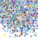60g Star Confetti Glitter Star Table Confetti, Metallic Foil Star Glitter, Table Decorations for Party Wedding birthday graduation Decorations(Glitter Multicolor Set, 10mm and 6mm)