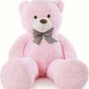 Poutmac Big Pink Teddy Bear 4Ft Giant Stuffed Animal Plush Toy for Girlfriend Women Kids for Valentines Christmas Birthday