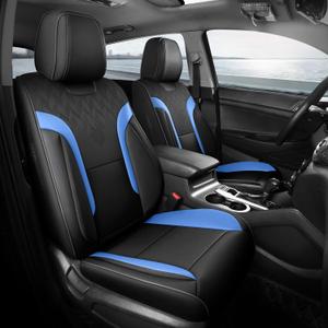 Black and Blue Car Seat Covers Only Front 2pc - Breathable Faux Leather Universal Seat Covers for Cars, Automotive Protector Fit for Most Sedan SUV Pick-up Truck
