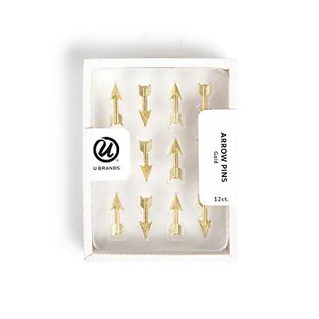 U Brands® Arrow Push Pins, Gold, Set Of 12 Pins, Pack of 2