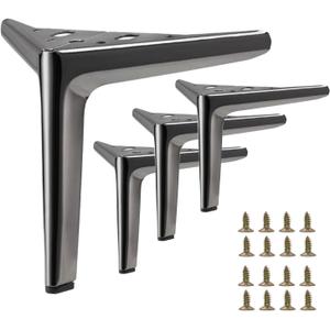 6 Inch Gun Black Metal Furniture Legs Heavy Duty Triangle Furniture Feet DIY Modern Replacement Legs for Cabinet Sofa Couch Chair-Set of 4