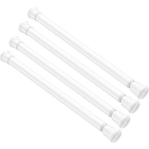 4 Pack Small Spring Tension Curtain Rod 8 to 12.5 Inch, Thin DIY Tension Rods No Drill for Slim Window Cupboard Closet Sidelights, White