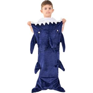 Softan Kids Shark Blanket, Soft Flannel, Boys Toys, Fleece Shark Tail Blanket, Dark Blue, Warm and Soft, Gift for Kids, 19" x 44" fit for Boys Aged 3 to 6