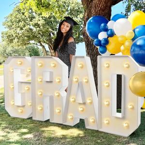 2025 Graduation Decorations - 2FT Large PRE-CUT GRAD Marquee Letters Kit - Mosaic Foam Board Sign - Class of 2025 Congrats Party Supplies for Kindergarten Preschool High School College