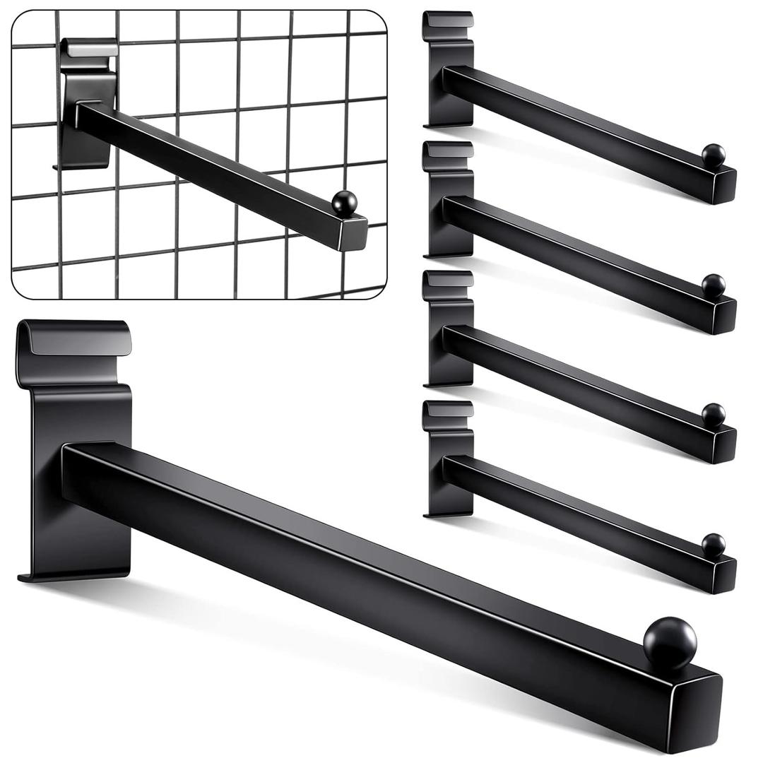 Oudain Gridwall Hooks 12 Inch Grid Wall Hangers Display Peg Hooks Slat Wall Accessories for Wire Panels Shelf(5 Pcs,Black)
