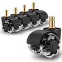 Office Chair Wheels,Set of 5 Replacement Wheels for All Hardwood and Carpet Floors,Heavy Duty Rollerblade Style Computer Desk Gaming Home Chair Casters WheelsBlack 10 x 22mm FIT 1KEA ONLY