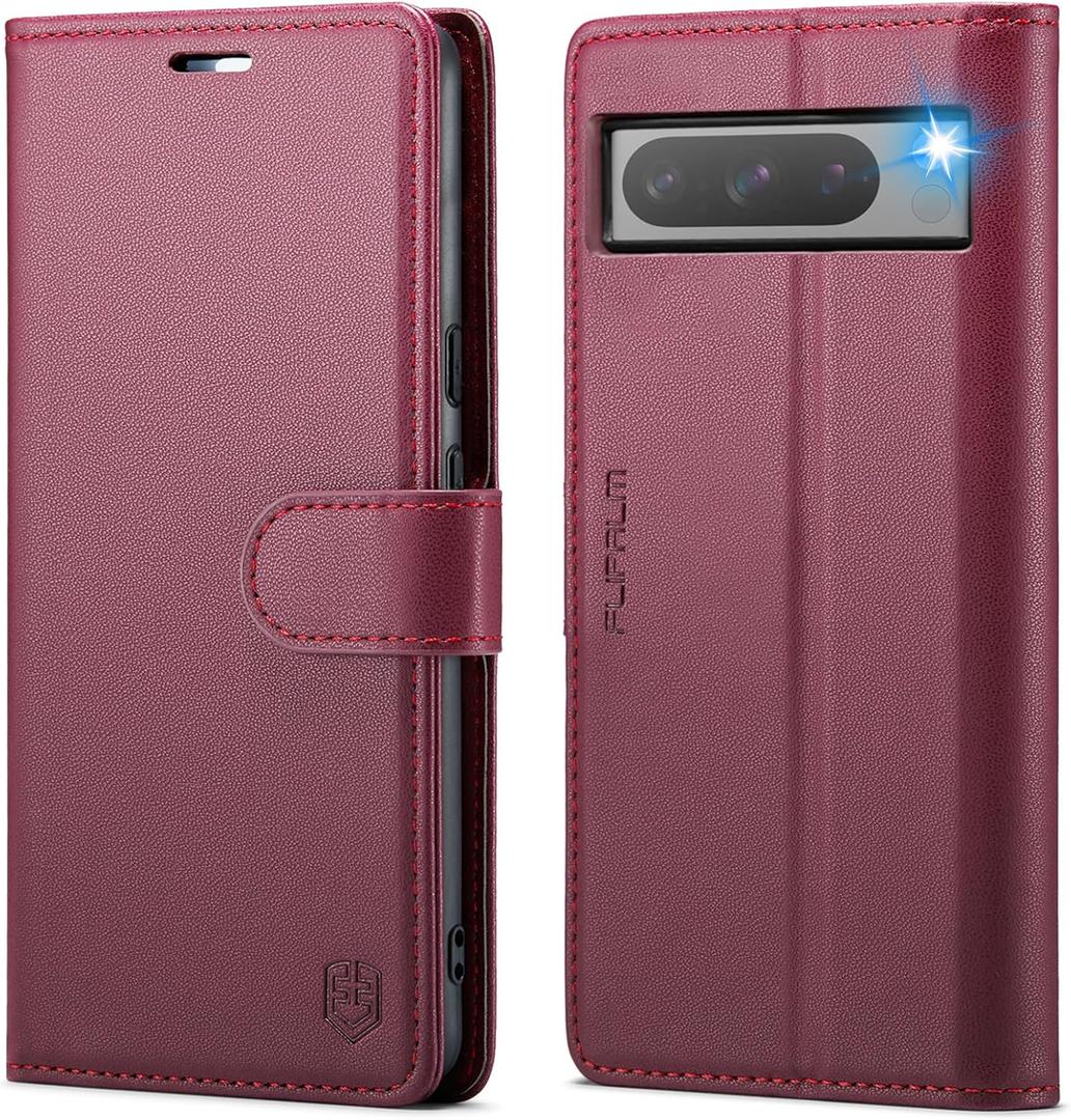 Wallet Case for Google Pixel 8 Pro 5G, RFID Blocking Credit Card Holder, PU Leather Folio Flip Kickstand Protective Shockproof Cover for Pixel 8 Pro (Red)