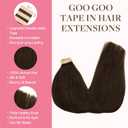 GOO GOO Tape in Hair Extensions Human Hair, 4A Chocolate Brown, 16inch 50g 20pcs, Skin Weft Seamless Invisible, Silky Straight with Thick Ends, Remy Human Hair