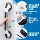 LEVERLOC 2 Pack Grab Bars for Bathtubs and Showers, Easy to Install Suction Shower Handles for Bathroom Removable Handrails for Seniors Elderly Safety Grip Waterproof Drill Free Black