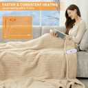 Electric Blanket Twin 62"X84"- Soft Double Sided Sherpa Heated Blanket Twin with 5 Heatings Levels & 10 hrs Auto Shut Off, Fast Heating & ETL Certified, Gift for Women(Beige)