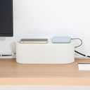 White Cable Box Organizer, Plastic Cord Hider Box with Lid for Desk and Floor, Power Strips Cover for Home, Office, Computer, TV, School, Kitchen, Surge Protector Cover (Small)