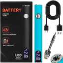 510 Threaded Battery Cordless Thread Burner With LED Digital Display, Precise Temp Control USB-CRechargeable, 650mAh Soldering Pen 3 Gear Adjustable, Precision Work/Appliance Repair (Blue)